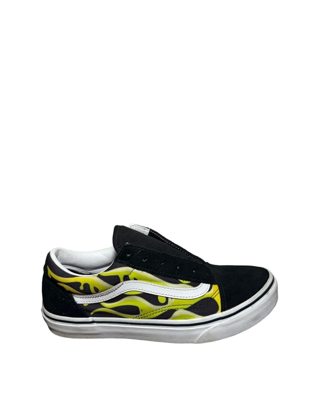 Vans Kids Black & Yellow Flame Old Skool Skate Shoe size 6.5